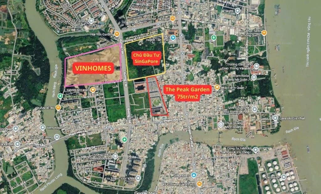 Vị trí The Peak Garden gần ga Metro Tân Mỹ, khu đất Vinhomes và Capital Land dự kiến