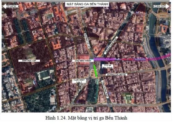 Mặt bằng vị trí ga Bến Thành của tuyến Metro Bến Thành Cần Giờ