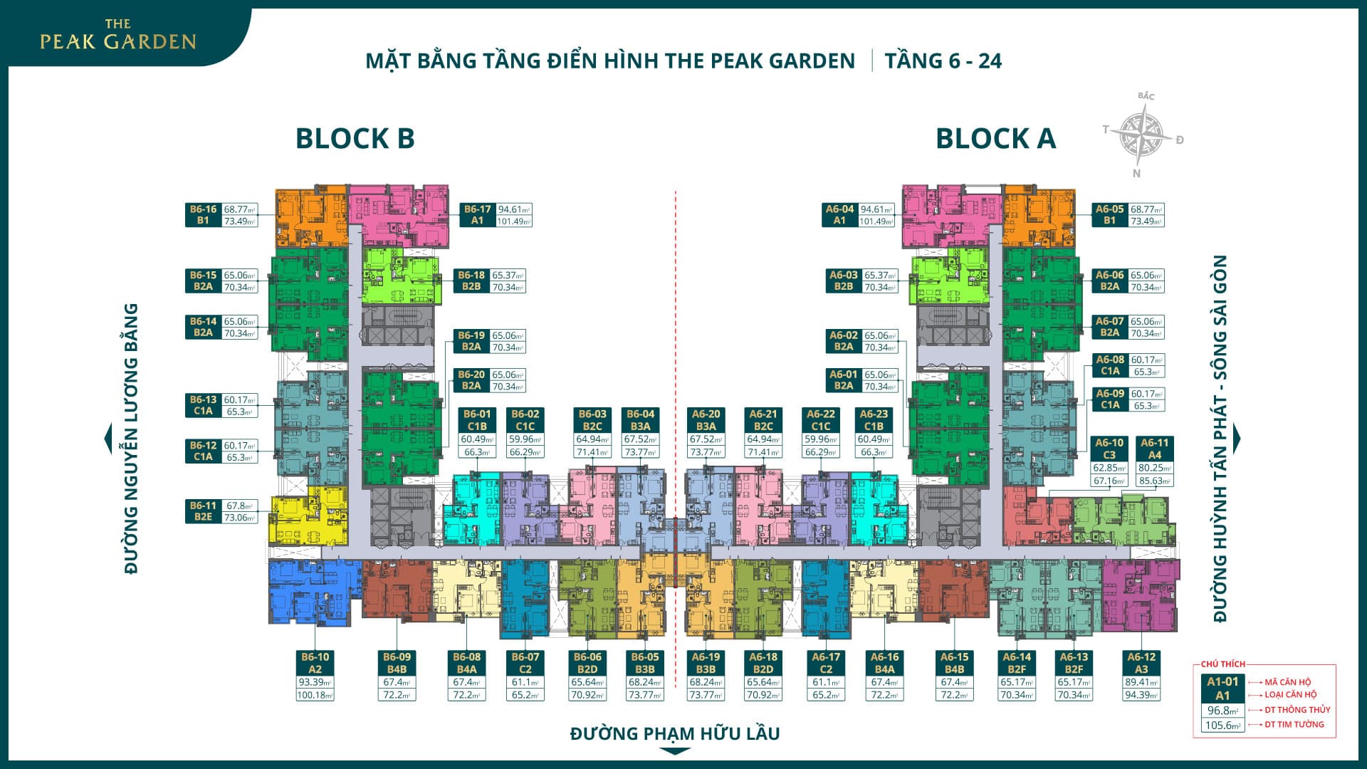 Mặt bằng tầng 6-24 The Peak Garden Quận 7