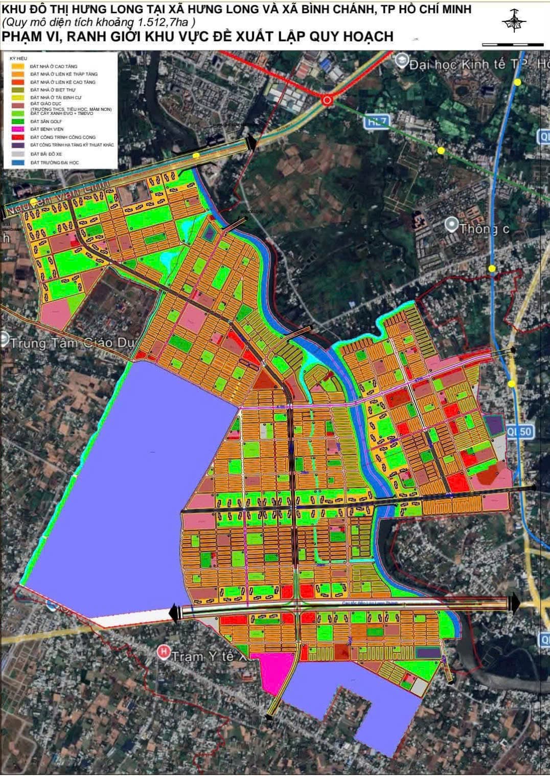 Ảnh quy hoạch khu đô thị 1.500 ha được cho là của Vinhomes ở Bình Chánh