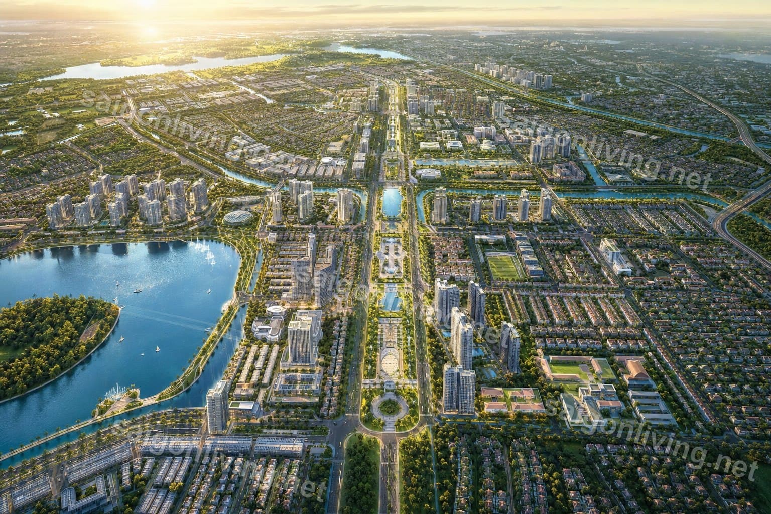 Hình ảnh minh hoạ khu đô thị lớn được cho là của Vinhomes ở Bình Chánh nhìn từ trên cao