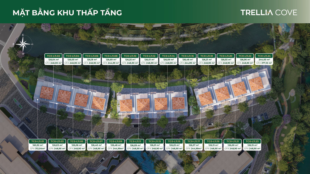 Mặt bằng khu nhà phố liền kề LK11 Trellia Cove